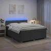 vidaXL Postelja boxspring z vzmetnico Temno siva 200 x 200 cm Blago