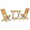 Vidaxl Zložljiv bistro set 3 szt. Rjava Masiven les akacije