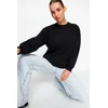 Trendyol Black Relaxed/Comfortable fit Basic Raglan Sleeve Crew Neck Knitted Sweatshirt