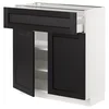 METOD / MAXIMERA Podni element s fiokom/2 vrata, bela/Lerhyttan crno bajcovano, 80x37 cm