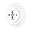 Reblig - Porcelanska retro Ethernet utičnica sa ramom, 2x CAT.5E, bela