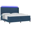 LED Box Spring Krevet s uzglavljem Plava 200 x 200 cm tkanina