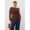 Trendyol Curve Ženska bluza Tbbaw26Af00108, Braon