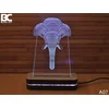 Black Cut 3D Lampa Slon, Hladno bela