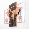 Atelier Del Sofa Zidna dekoracija World Map With Compass, 58x85 cm, Bakar