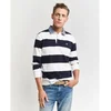 Gant za moške. 2004083 Polo Heavy Črtasti polo šambray Polo White, Navy (XXL), Bela, Priložnostno, Bombaž, Dolg rokav, M