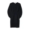 GOBI Cashmere Obleka Cashmere Sculptural Dress črna