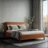 MID.YOU OBLAZINJENA POSTELJA 180 cm x 200 cm , les, tekstil, leseni material opečnato rjava