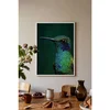 WallXpert uramljena slika 115245, kolibri u zelenim i plavim tonovima na tamnozelenoj pozadini, 50 x 70 cm, beli ram