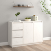 vidaXL Komoda bela 111x34x75 cm trdna borovina