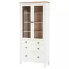 HEMNES Vitrina s 3 fioke, belo bajcovano/svetlosmeđa, 90x197 cm