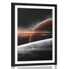 Plakat s paspartujem planeti v galaksiji - 30x45 silver