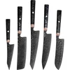 Set damaškovih kuhinjskih noževa RY-39269 - Crna / 5kom KP39269