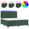 Krevet box spring s madracem LED tamnozeleni 180x200 cm baršun