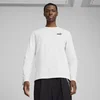 Mens Puma Essentials No. 1 Logo Long Sleeve T-Shirt, White, Size XS, Clothing