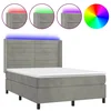 Vidaxl Box spring postelja z vzmetnico LED sv. siva 140x190 cm žamet