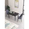 Hanah Home trpezarijski set Nil, sto i 2 stolice, ploča u dekoru crnog mermera, dimno siva tkanina Babyface