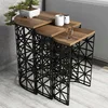 Hanah Home Set klub stočića Stil Metal Ferforje, 3 komada, Orah