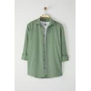 Trendyol Khaki Regular Fit Epaulette Wrinkled Effect Linen Look Shirt