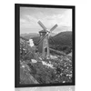 Plakat travnik pri čarobnem mlinu v črnobeli varianti - 30x45 black