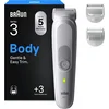 BRAUN Braun Bodygroomer Series 3, Akumulatorski brivnik za telo za moške BG3530, siv