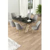 Hanah Home Set Trpezarijski sto i 6 stolica Lai, Sivo-crni
