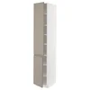 METOD Visoki element s policama/2 vrata, bela/Upplöv tamnobež, mat, 40x60x220 cm