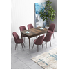 Hanah Home Set Trpezarijski sto i 6 stolica Han, Prljavo roze