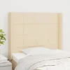 Vidaxl vidaXL Vzglavje postelje s krilci, kremne barve, 83x16x118/128 cm, blago