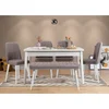 Hanah home Set trpezarijski sto, 4 trpezarijske stolice i klupa Costa 0701 Belo-Sivi