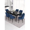 Hanah Home Set Trpezarijski sto i 6 stolica Eva, Plavo-crni