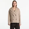 Plašč Calvin Klein Relaxed Short Peacoat Executive Brown Ground/ Tofu Twill M