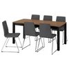 ALHULT / LILLANÄS Sto i 6 stolica, crno/smeđe/Gunnared tamnosiva hromirano, 170/220x80 cm