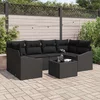 Set sofe s jastukom s jastukom 7 pcs Crna poliratan