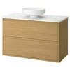 ÄNGSJÖN / LERSJÖN Postolje umiv. s fiokama/umivaonik, im. hrastovine/bela im. mermera, 102x49x79 cm