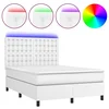 Vidaxl Box spring postelja z vzmetnico LED bela 140x190cm umetno usnje
