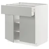METOD / MAXIMERA Podni element s fiokom/2 vrata, bela/Havstorp svetlosiva, 80x60 cm