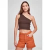 Womens cropped asymmetrical top brown