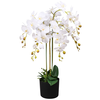 vidaXL Umetna rastlina orhideja v loncu 75 cm bela