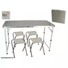 Sklopivi alu. kamp set sto i 4 stolice/ 120 x 60 x 70 cm