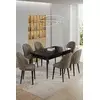 HANAH HOME Rasklopivi trpezarijski sto i stolice (7 delova) Enya Black Marble Cappuccino