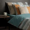 Set Posteljina od pamučnog šifona narandžasto sive pruge 200x200 cm