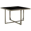 Vidaxl Vrtna miza siva 109x107x74 cm poli ratan in steklo