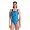 Arena pooltiles swimsuit challenge back black/blue multi xl - uk38