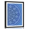 Plakat s paspartujem okrasna Mandala s čipko v modri barvi - 40x60 no frame