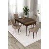 Hanah Home trpezarijski set Eta, sto na razvlačenje i 4 stolice, ploča u dekoru drveta Baroque, kapućino tkanina Babyface