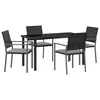 Vrtni set za objed 5 pcs Crna i svijetlo siva PE ratan