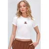 Trend Alacati Stili Ženska bluza kratkih rukava Alc-X13672, Okrugli izrez, Bela
