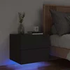 vidaXL Stenska nočna omarica z LED lučkami črna