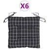 Jastuci za stolice 6 kom crni karirani 50x50x7 cm od tkanine
